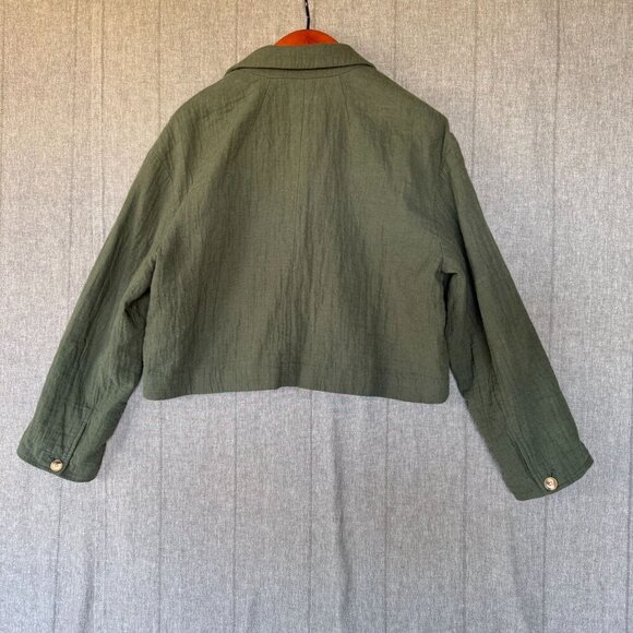 Madewell The Drop-Shoulder Linen Blend Foraged Green Boxy Crop Blazer Size XL - Picture 6 of 17